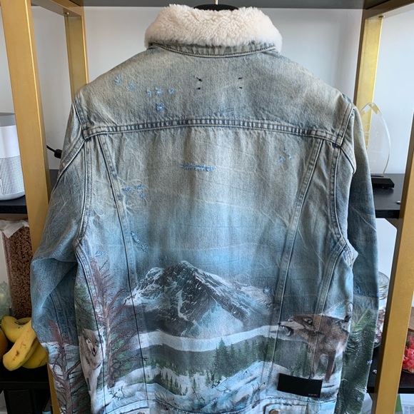 Amiri 19FW Shearling Collar Wolf Denim Jacket
